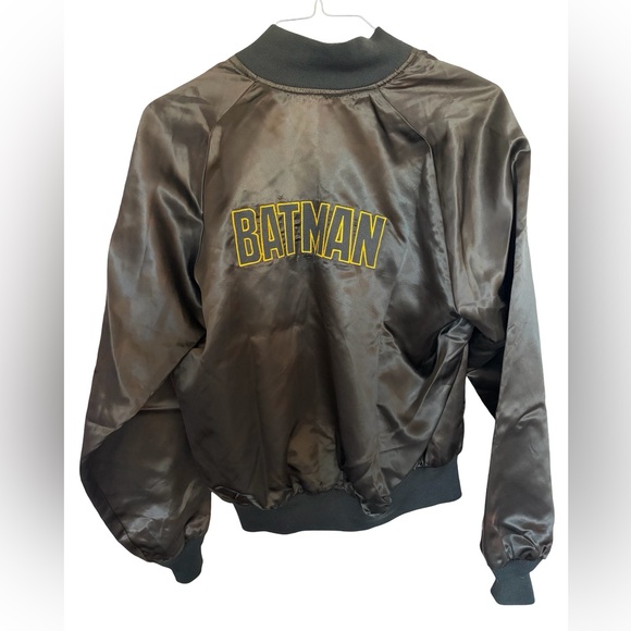 RARE! Vintage Batman Logos Unlimited Bomber Black Satin Large - Picture 9 of 13
